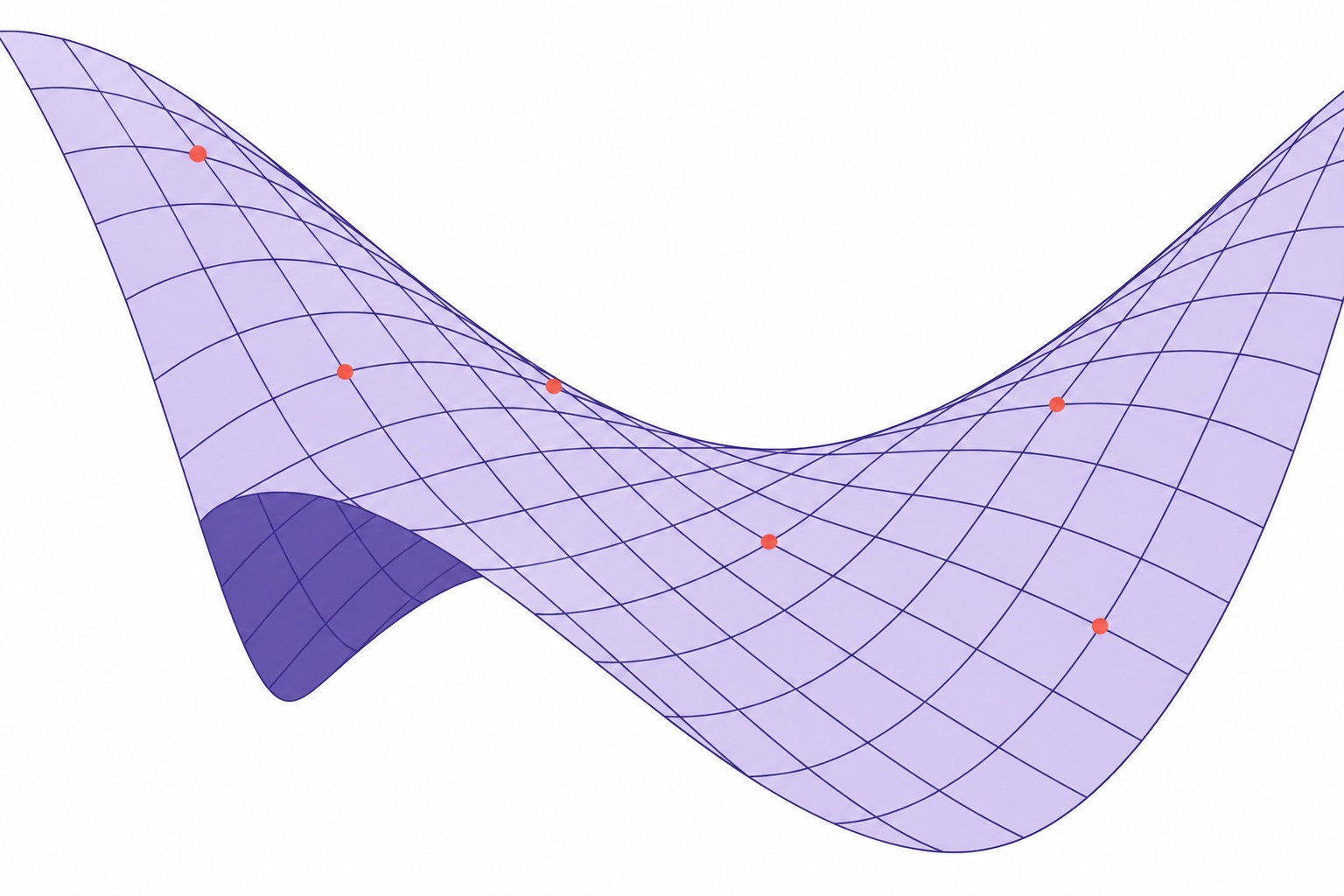A geometric surface marked with discrete points evokes the relationship between geometry and arithmetic counting.